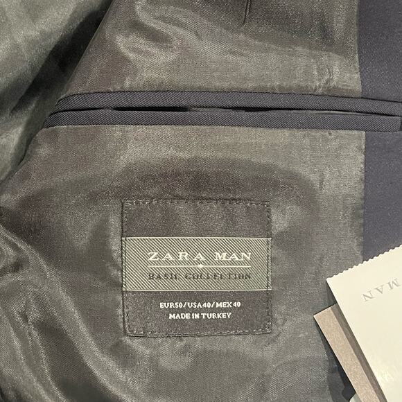 NEW Zara Man Basic Navy Blazer Size 40 - Picture 12 of 12